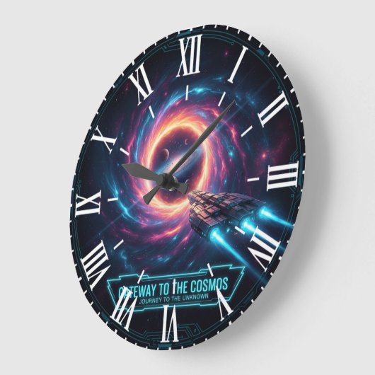 Galaxy Space Wall Clock Sci-Fi Decor ラージ壁時計 (傾斜)