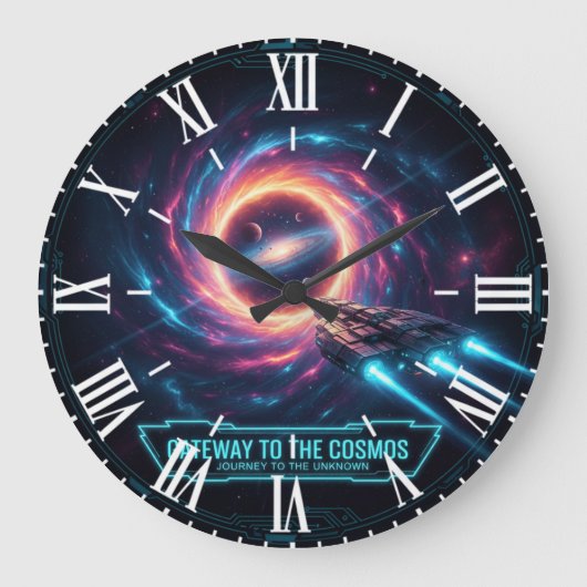 Galaxy Space Wall Clock Sci-Fi Decor ラージ壁時計 (正面)