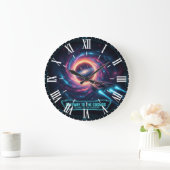 Galaxy Space Wall Clock Sci-Fi Decor ラージ壁時計 (ホーム)