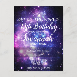 Galaxy Stars Out of This World Birthday Invitation ポストカード