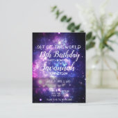 Galaxy Stars Out of This World Birthday Invitation ポストカード (スタンド正面)