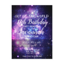 Galaxy Stars Out of This World Birthday Invitation