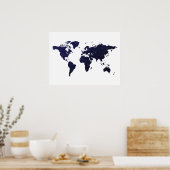 Galaxy Universe Stars World Map ポスター (キッチン)