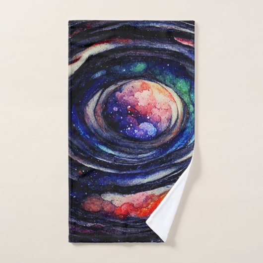 Galaxy Watercolor Space Planet Solar System ハンドタオル (ハンドタオル)