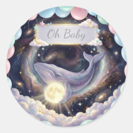 Galaxy Whale Oh Baby Cupcake Stickers ラウンドシール