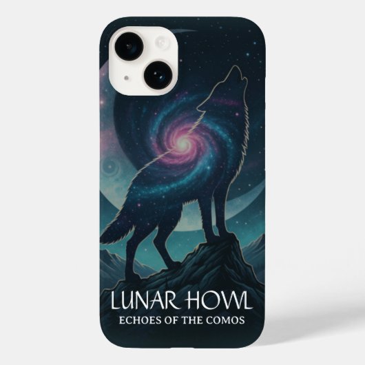 Galaxy Wolf Silhouette with Mystical Nebula Moon Case-Mate iPhoneケース (裏面)