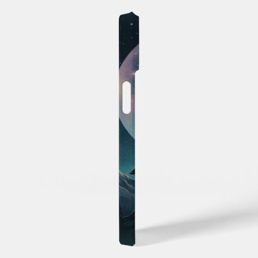 Galaxy Wolf Silhouette with Mystical Nebula Moon Case-Mate iPhoneケース (裏面 / 右)