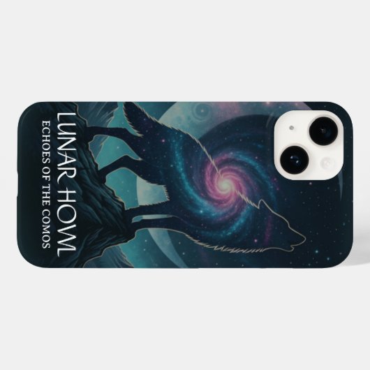 Galaxy Wolf Silhouette with Mystical Nebula Moon Case-Mate iPhoneケース (裏面 (横))