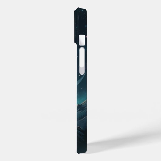 Galaxy Wolf Silhouette with Mystical Nebula Moon Case-Mate iPhoneケース (裏面 / 左)