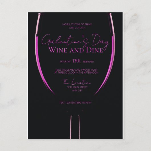 Galentineのワインと食事のはがき ポストカード (正面)