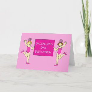 Galentineの日の招待状、踊る女性 招待状