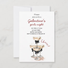 Galentine Champagne Party Invitation 出欠カード