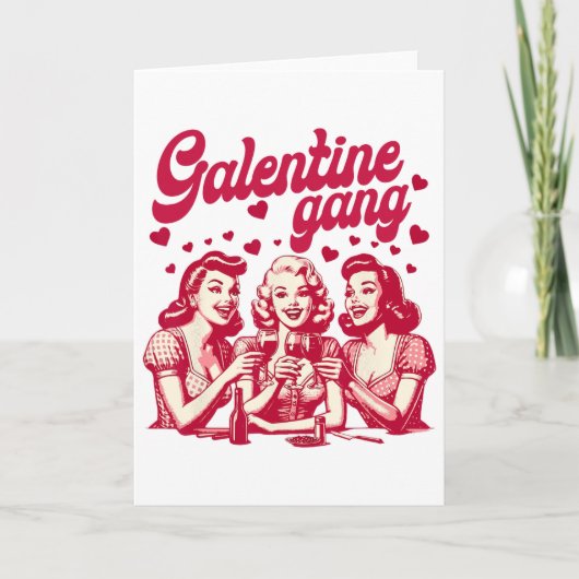 Galentine Gang Gal Pals Valentine Group Friendship カード (正面)