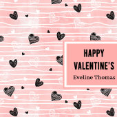 Galentine Gift Bag Pink Black Hearts Love Letterin ラージペーパーバッグ