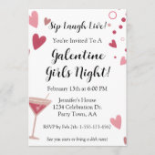 Galentine Girls Night Out Martini Pink 招待状 (正面)