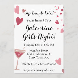 Galentine Girls Night Out Martini Pink 招待状