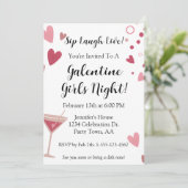 Galentine Girls Night Out Martini Pink 招待状 (スタンド正面)