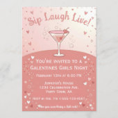 Galentine Girls Night Out Sip Laugh Live in Pink  招待状 (正面)