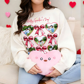 Galentine Heart Photo Bow Collage Cozy Friend スウェットシャツ