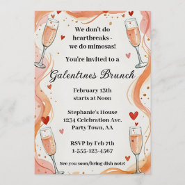 Galentine Mimosa Drink Brunch Party Invite  招待状