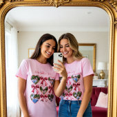 Galentine Photo Hearts Bow Collage Best Friends Tシャツ