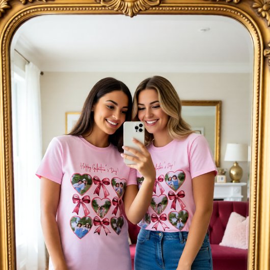 Galentine Photo Hearts Bow Collage Best Friends Tシャツ