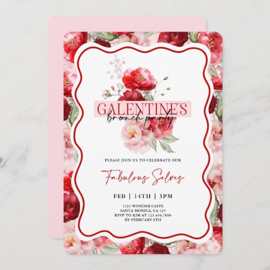Galentine’s Brunch Party Invitation 招待状 (正面/裏面)