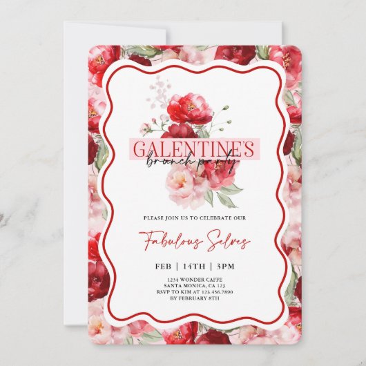 Galentine’s Brunch Party Invitation 招待状 (正面)