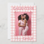 Galentine’s Day Bestie Pink Gingham Photo シーズンカード (正面)