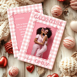 Galentine’s Day Bestie Pink Gingham Photo シーズンカード