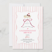 Galentine’s Day Brunch Invitation | Pink Stripe 招待状 (正面)