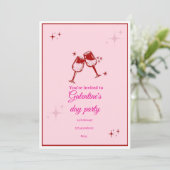 Galentine’s Day Party Invitation | Pink Champagne  招待状 (スタンド正面)