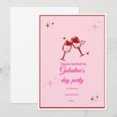 Galentine’s Day Party Invitation | Pink Champagne  招待状 (正面/裏面)