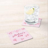 Galentine’s Day Valentine Girly Invitation スクエアペーパーコースター (インサイチュ)