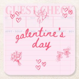 Galentine’s Day Valentine Girly Invitation スクエアペーパーコースター