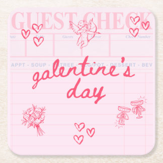 Galentine’s Day Valentine Girly Invitation スクエアペーパーコースター