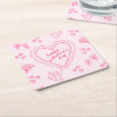 Galentine’s Day Valentine Girly Invitation スクエアペーパーコースター (アングル)