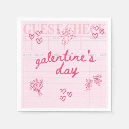 Galentine’s Day Valentine Girly Invitation スタンダードカクテルナプキン (正面)