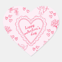 Galentine’s Day Valentine Girly Invitation ハートシール