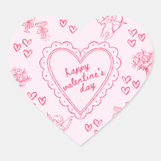 Galentine’s Day Valentine Girly Invitation ハートシール