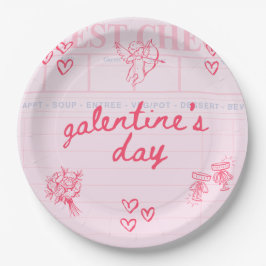 Galentine’s Day Valentine Girly Invitation ペーパープレート