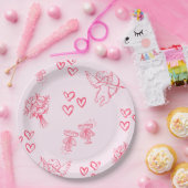 Galentine’s Day Valentine Girly Invitation ペーパープレート (パーティー)