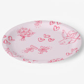 Galentine’s Day Valentine Girly Invitation ペーパープレート (アングル)