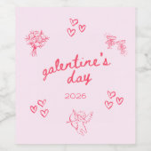 Galentine’s Day Valentine Girly Party ワインラベル (シングルラベル)
