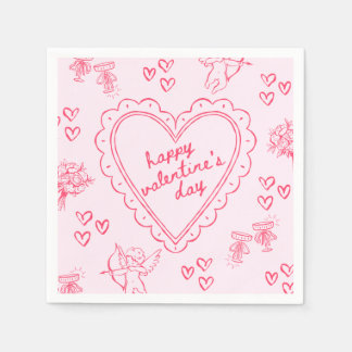 Galentine’s Day Valentine Girly Pink スタンダードカクテルナプキン