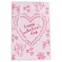Galentine’s Day Valentine Girly Pink ミディアムペーパーバッグ