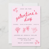 Galentine’s Day Valentines Girly Invitation 招待状 (正面)
