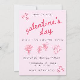 Galentine’s Day Valentines Girly Invitation 招待状