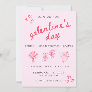 Galentine’s Day Valentines Girly Invitation 招待状