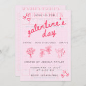 Galentine’s Day Valentines Girly Invitation 招待状 (正面/裏面)